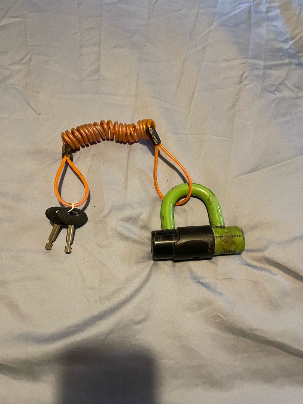 Green & Orange Coiled Cable U-Lock with Keys
